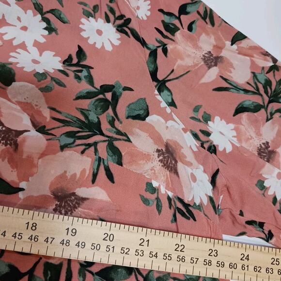 Torrid Harper Blouse Womens 14-16 Coral Floral 3/4 Sleeve Button Up Rayon EUC - Picture 9 of 10